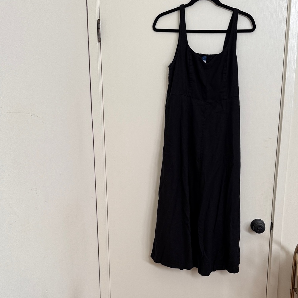 Old Navy Linen Blend Sweetheart Neckline Fit & Flare Black Maxi Dress - Picture 3 of 9